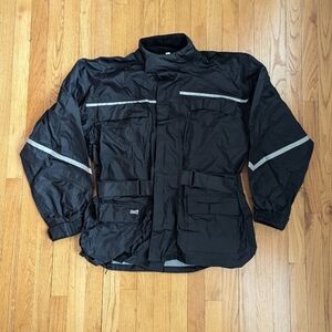 Tour Master Black Motorcycle Jacket - Zipped Reflective Scotchlite Tech